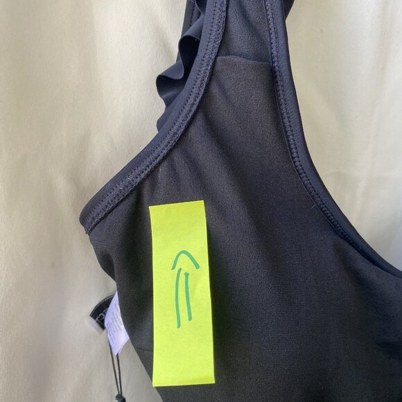 Dixperfect Ruffle One Piece Swimsuit Women Small Black Backless Tummy Control - Picture 2 of 16